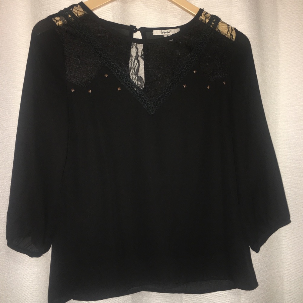 Papaya Black Semi-Sheer Top!